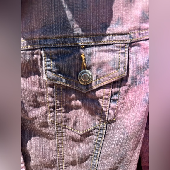ND Division Purple Peace Tie Dye Denim Bohemian Hippie Jean Jacket - Picture 4 of 9